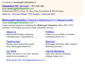Example of AdWords Sitelinks Extension & Call Extension