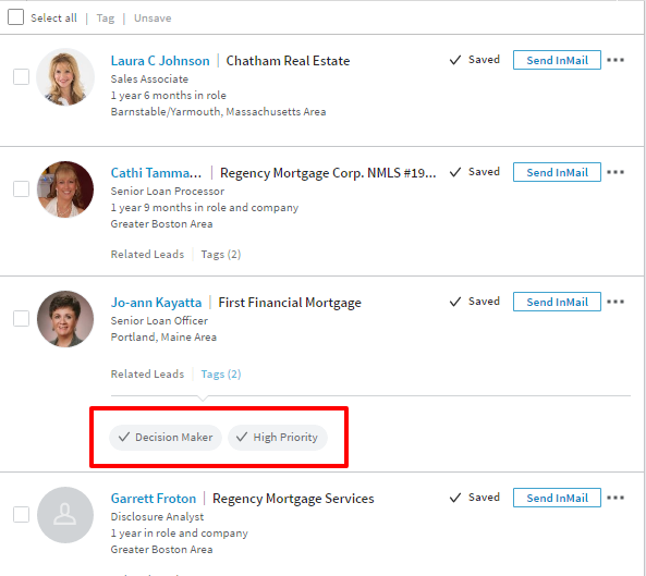 LinkedIn Sales Navigator Tagging Leads