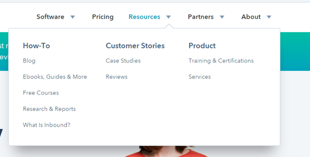 Hubspot Resources Menu