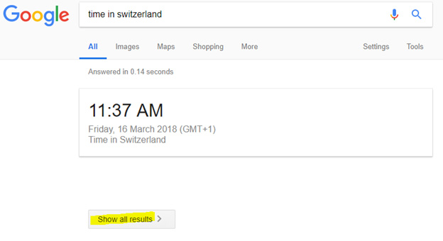 Google SERP Switzerland Example