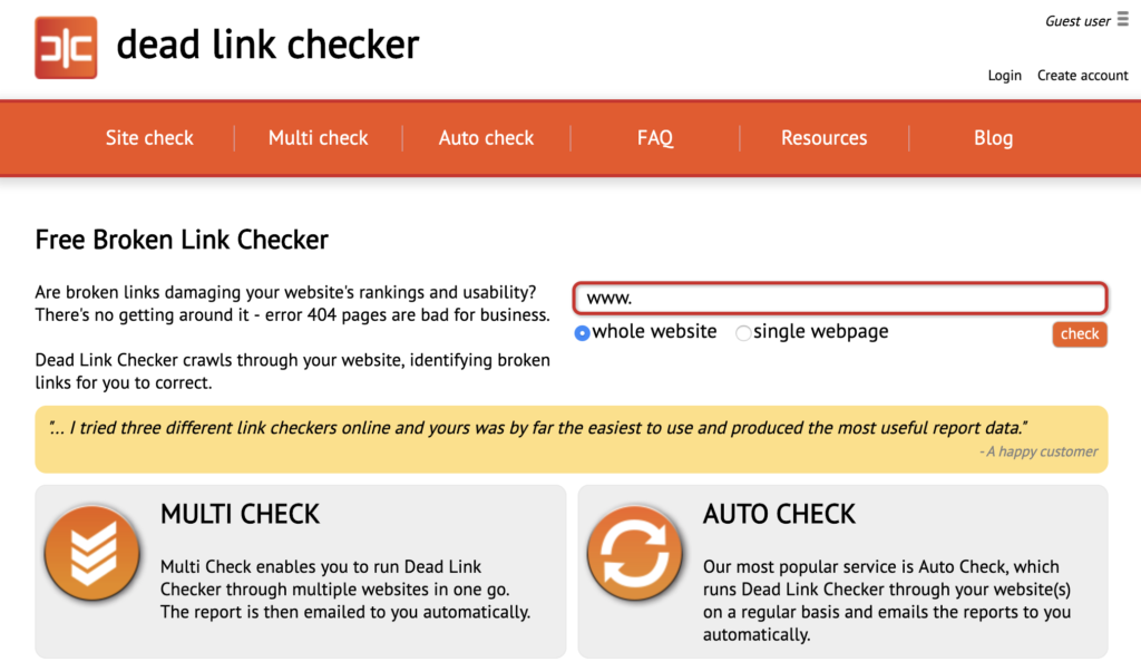 Tool for Auditing Broken Links