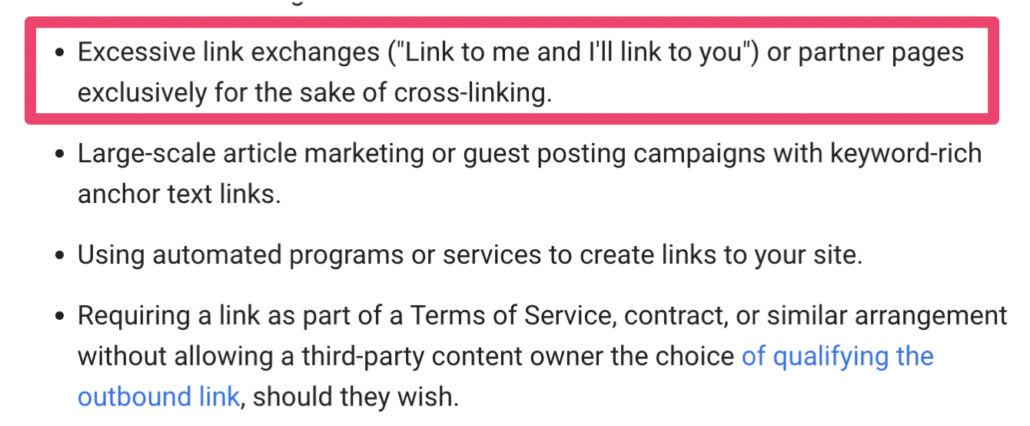 Excessive Link Exchanges