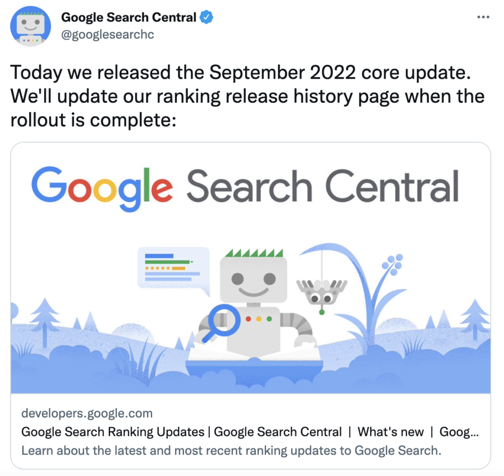 September 2022 Core Algorithm Update