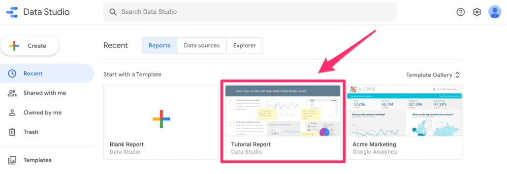 Google Data Studio Tutorial Report