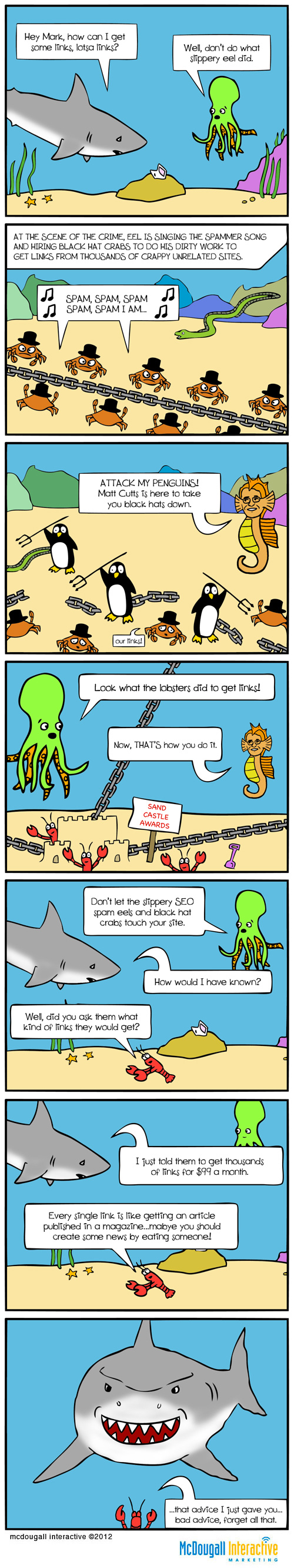 Mark the Internet Marketing Octopus Comic Strip SEO Humor - Mark the Internet Marketing Octopus Comic